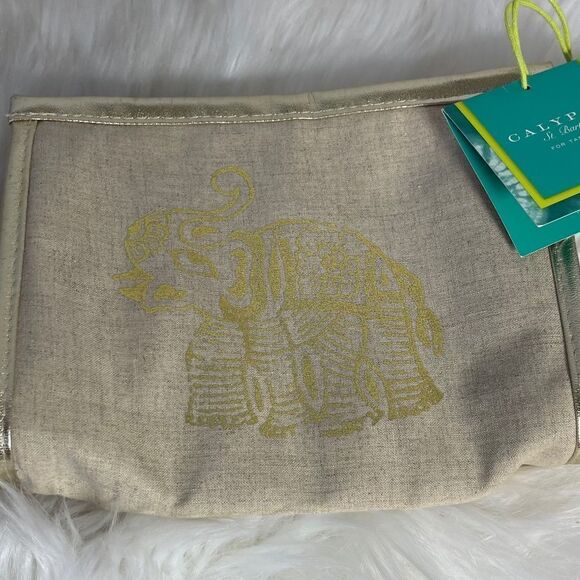 Calypso St. Barth For Target Gold Elephant Small Clutch/Makeup Bag NWT - Picture 2 of 5
